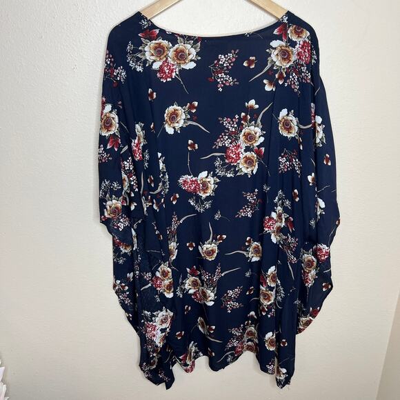 Amaryllis Dark Navy Floral Print Kimono S/M - Picture 6 of 10